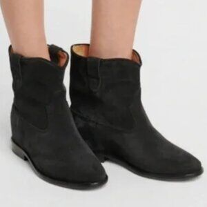 Isabel Marant Crisi suede leather ankle booties black 37 or 7 USA boots